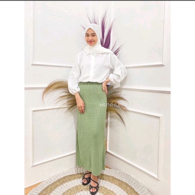 ROK RAJUT SPAN KNIT/ROK PANJANG-Mint