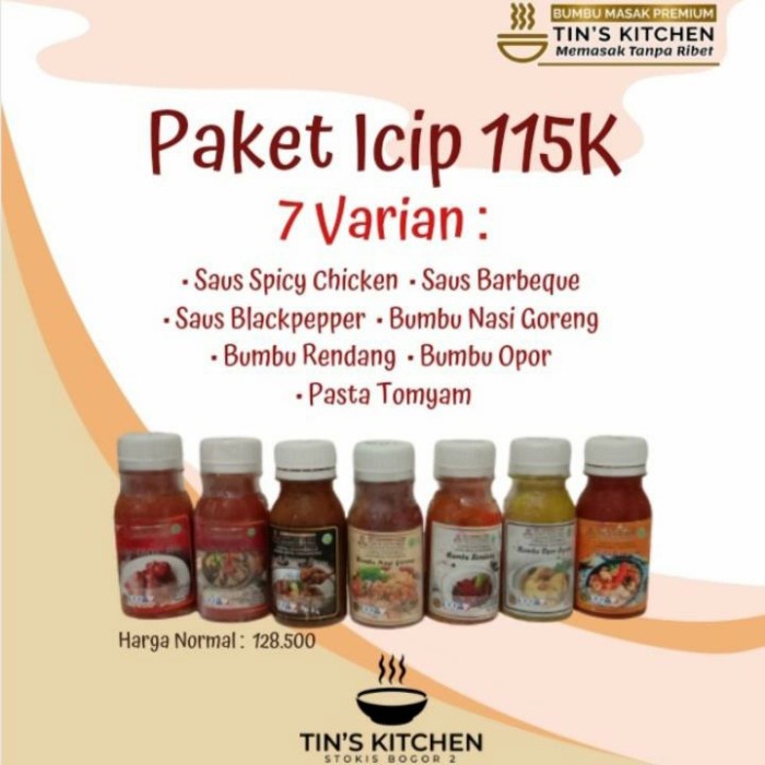 

Paket Bumbu Tin'S Kitchen Rendang Opor Rawon Tomyam Blackpepper Spicy 092