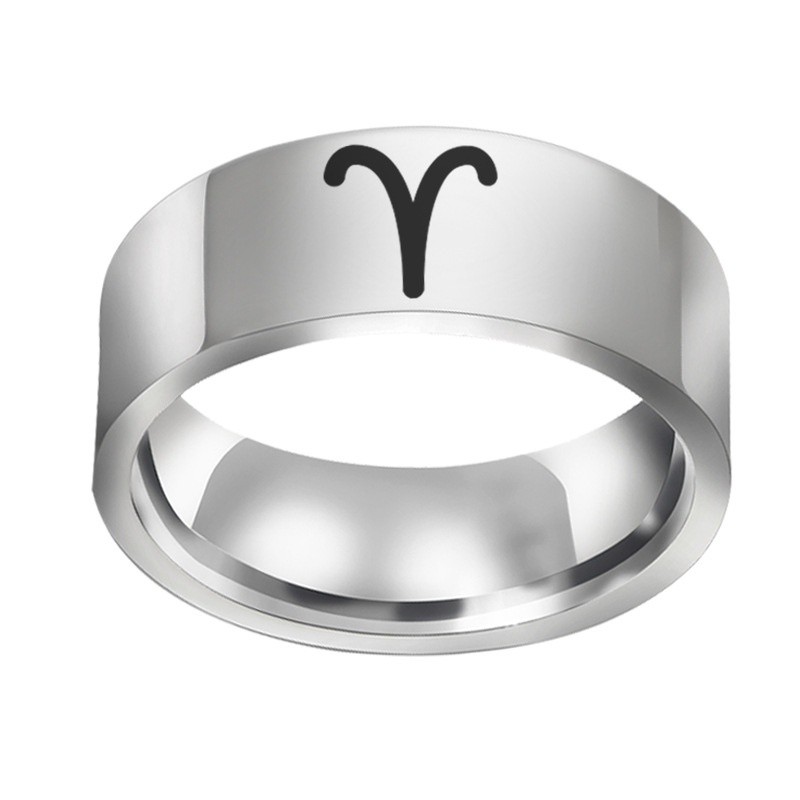 Cincin konstelasi dua belas stainless steel perak Fashion Ring