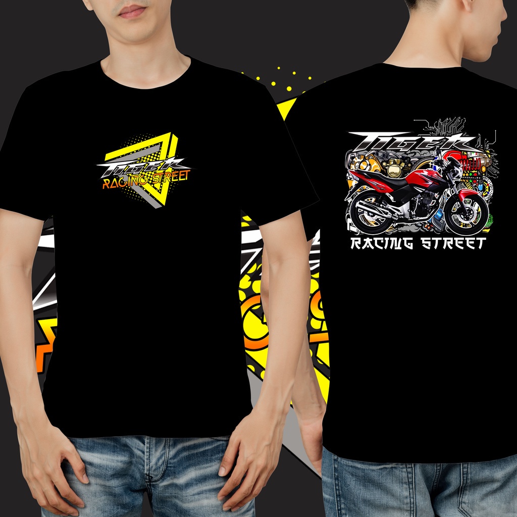 KAOS RACING STREET HONDA TIGER - HITAM PUTIH NAVY Kualitas super LIKA_001