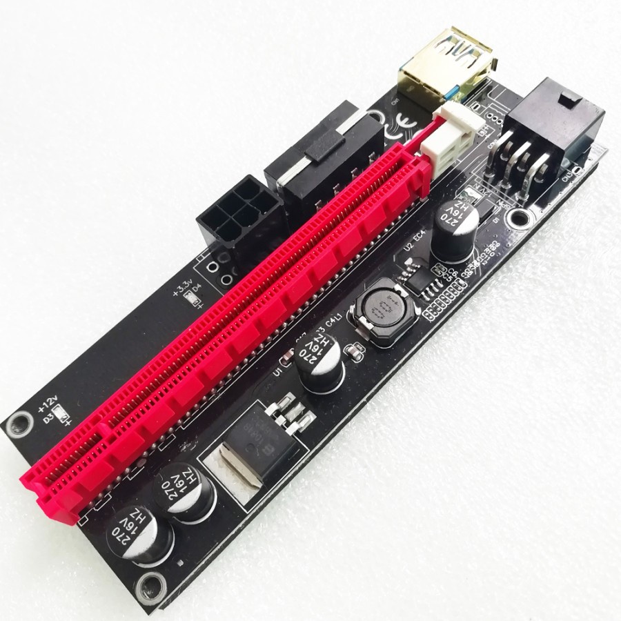 USB 3.0 PCIE RISER 6pin 1x to 16x Card VERSI 009S 009 Plus 8 Kapasitor