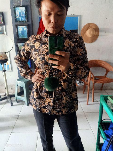 Kemeja Batik Pria Lengan Panjang Bl12 Katun Motif Modern Dixmont Semi Slimfit Premium