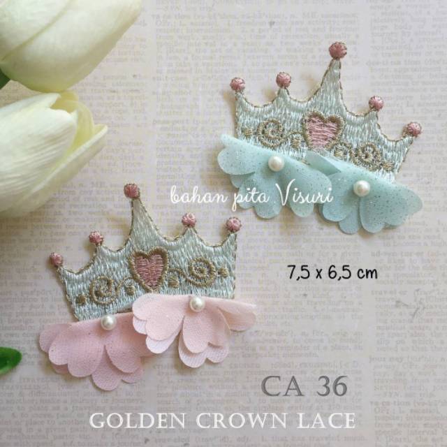 Aplikasi Renda Gorden Crown 7,5 x 6,5 cm