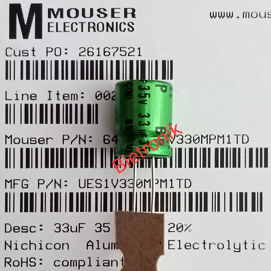 Kapasitor MUSE BP 33uF 35V UES1V330MPM1TD Original Nichicon