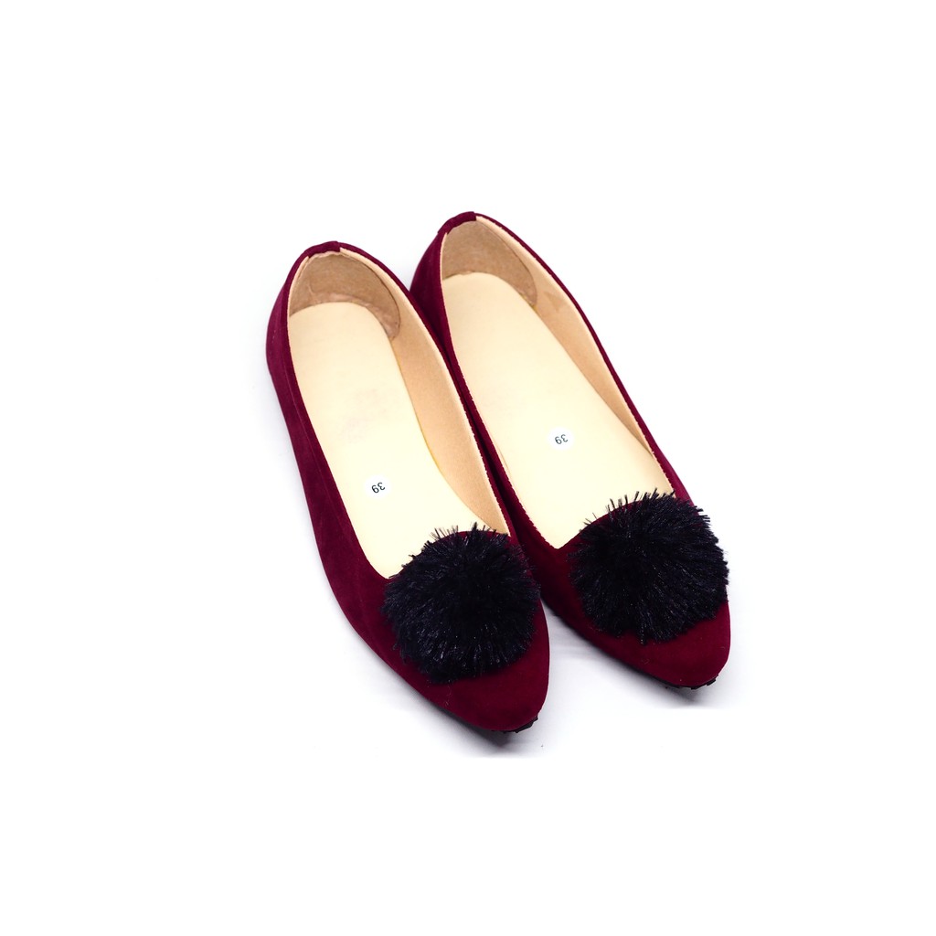 Flatshoes Pompom Suede