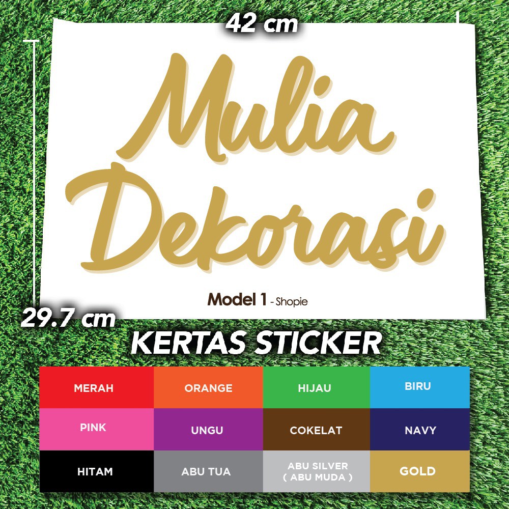 Custom 2 Kata Bahan Kertas Sticker Laser Paper Dekorasi DIY Lamaran Akad Nikah Tunangan Aqiqah Ultah