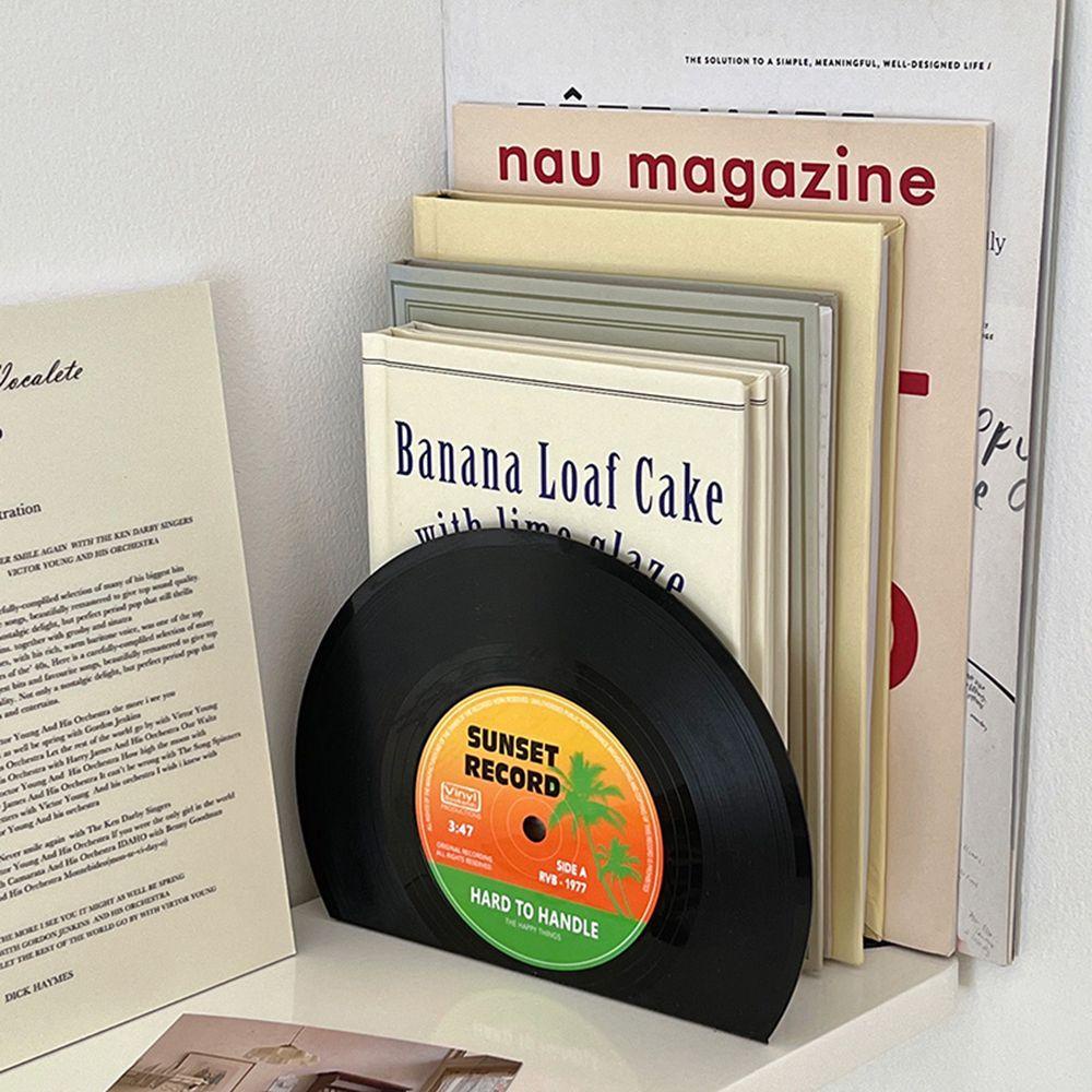 Mxbeauty Vinyl Bookends CD Kreatif LP Berbentuk Non Slip Dekoratif Vintage Book Support