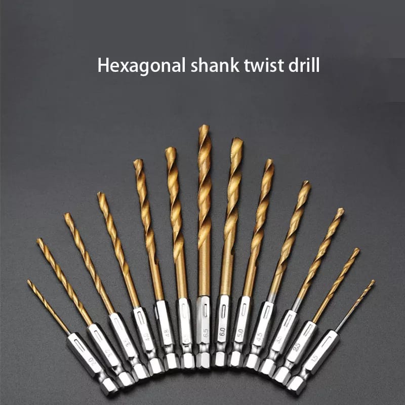 MATA BOR BESI TWIST HSS STEEL TITANIUM SET 13PCS UKURAN 1,5MM - 6,5MM