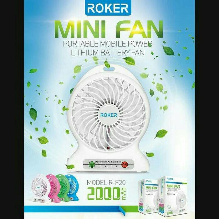 Mini Fan Kipas Angin mini Portable Roker 2000mah original