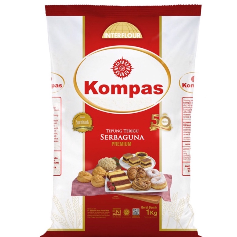 

Tepung Terigu KOMPAS 1KG Product of INTERFLOUR INDONESIA