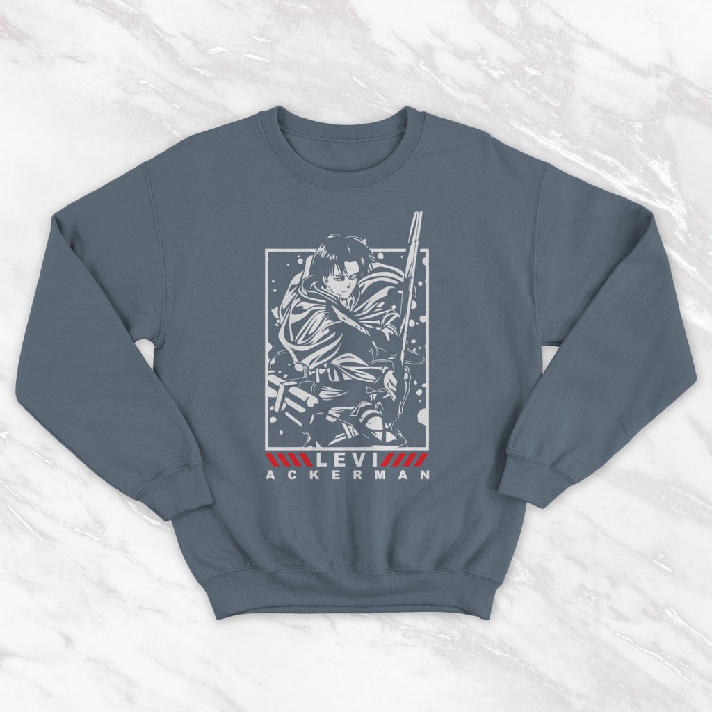 LEVI EDITION SKETCH SIZE M - XXL CREWNECK SWEATER ANIME TEBAL HALUS - ATASAN CEWEK LUCU PREMIUM