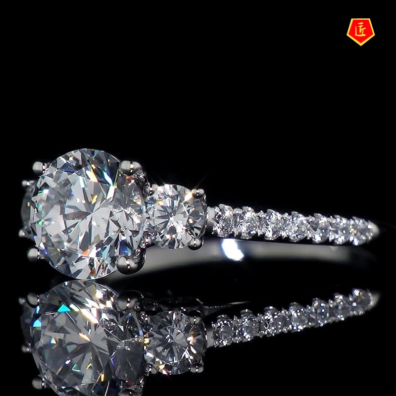 [Ready Stock]Round Diamond Moissanite Ring Simple Fashion