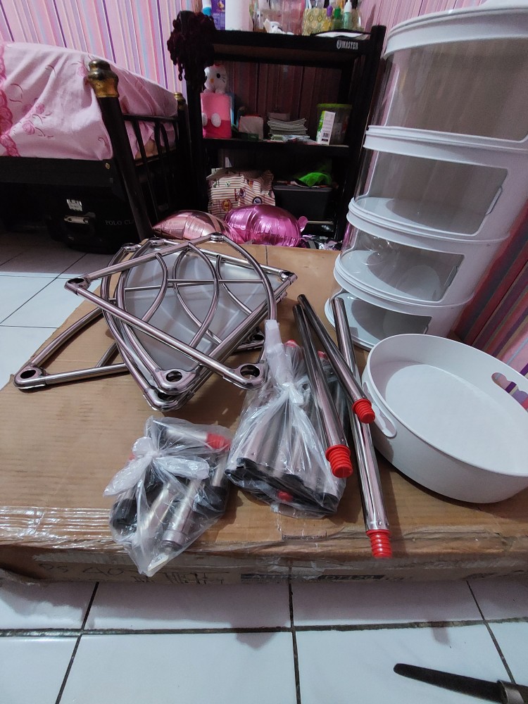 Es Rak Segitiga Rak Peralatan Rumah Rak Serbaguna 6 Susun Rak Dapur Stainless Rak Panci Tingkat Besi