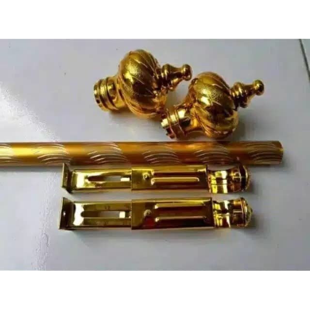 gorden- 50-220 cm tiang / batang gorden warna gold/emas -gorden.