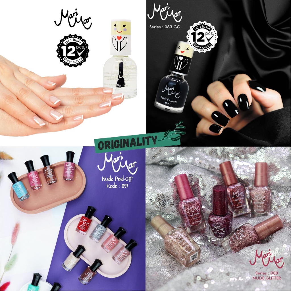 [ originality ] MARIMAR KUTEK PEEL OFF / KUPAS / BENING / HITAM / GLITTER