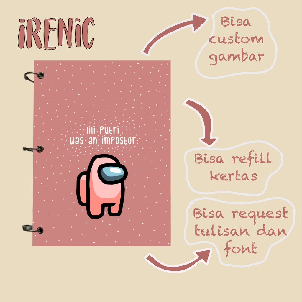 

Custom Notebook A5 B5 A6 Among Us Hard Cover Buku Catatan Binder Journal