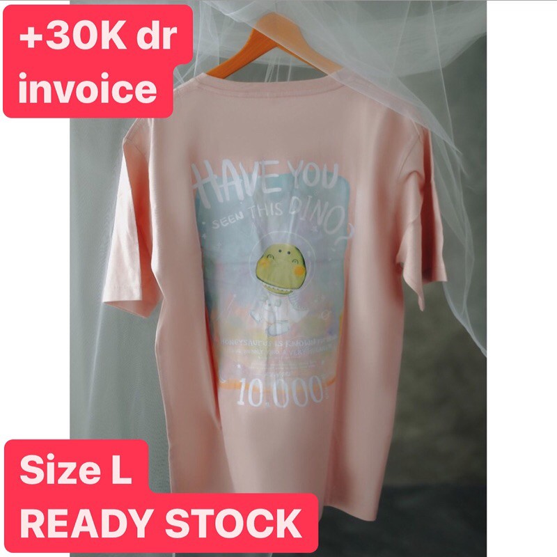 Qyostudio x honeykwk spaceout oversized tshirt pink wish size L space out kaos qyo studio honey kwk