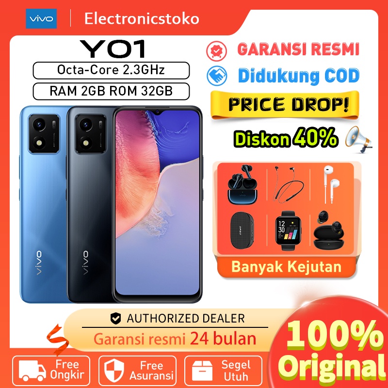 Vivo Y01 RAM 2GB ROM 32GB 6.51 inch 5000mAh Baterai MediaTek Helio P35 Prosesor hp vivo y01 baru 202