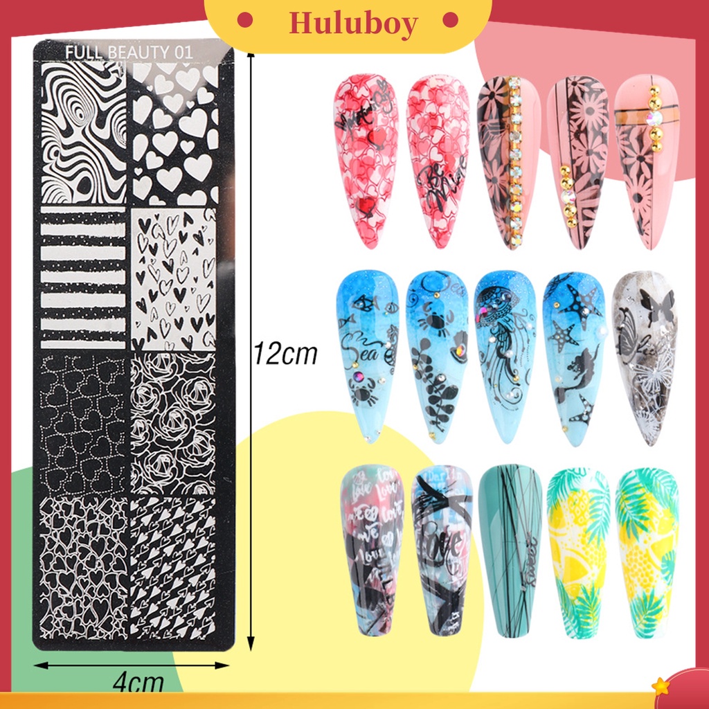 Huluboy Huluboy♡ Plat Stempel Kuku Bahan Stainless Steel Untuk Manicure