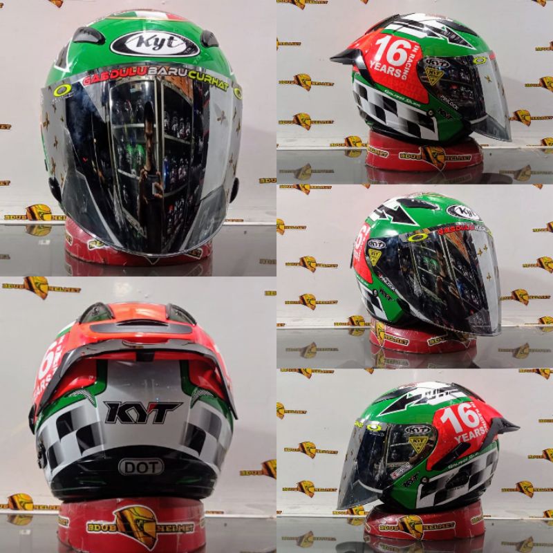 HELM KYT GALAXY FLAT R MOTIF#5 AQUA BLUE/PAKET GANTENG 100%ORIGINAL SNI-DOT-GRENN 16/VENOM SLVR
