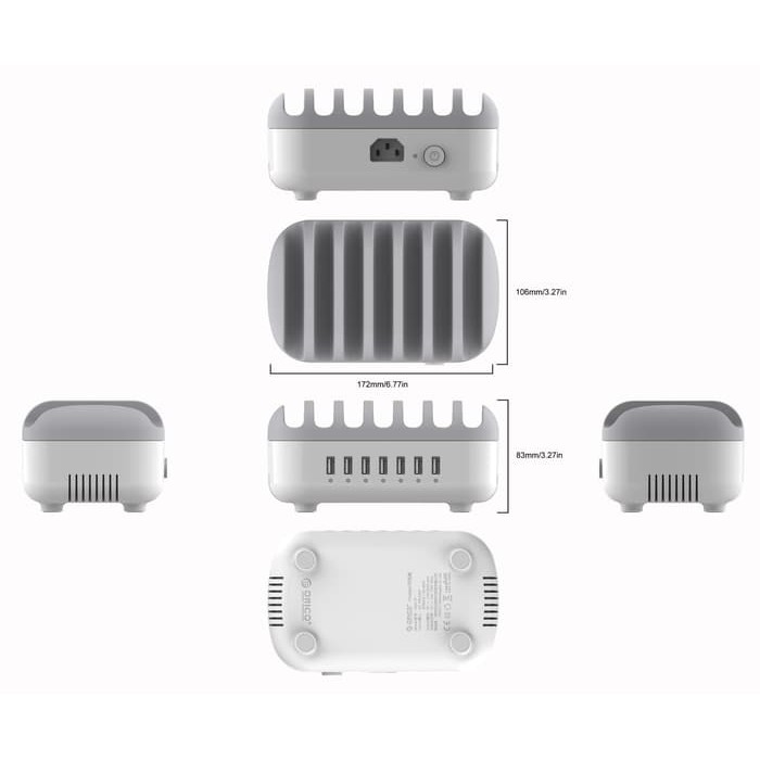 ORICO DUK-7P Smart Charging Station 7 Ports with Phone &amp; Tablet Stand