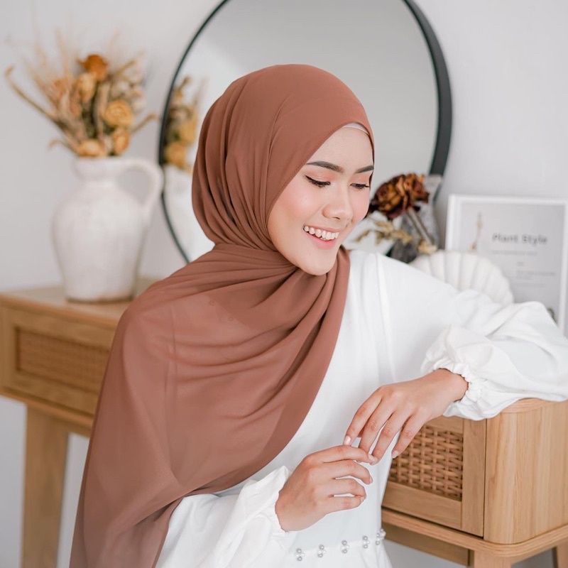 Pashmina Ceruty Babydoll Polos Walnut Pashmina Walnut Pashmina Ceruty Walnut | WALNUT