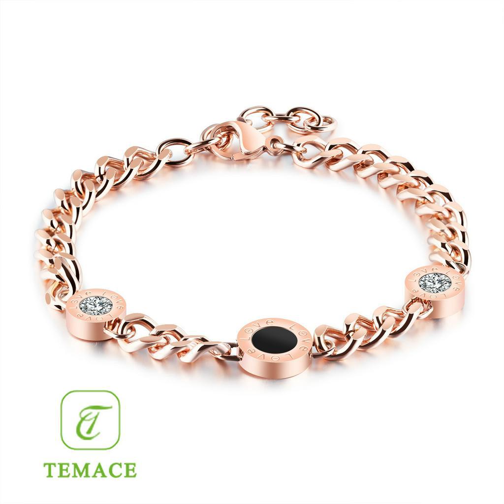 Gelang Titanium Berlapis Emas Kubus Wanita Anti Karat dan tidak luntur Perhiasan Korea