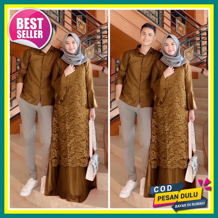 Baju Gamis Couple Sarimbit Keluarga Pasangan Muslim Couple Habibie Gamis Promo Terbaru 2022 Baju Kon