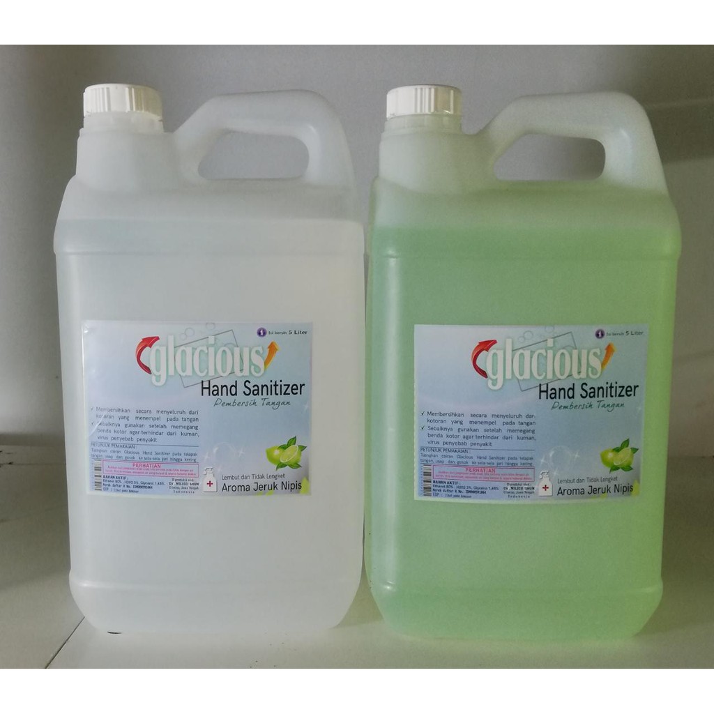 Hand Sanitizer Glacious Alkohol 80% JERIGEN 5 Liter GEL CAIR WHO