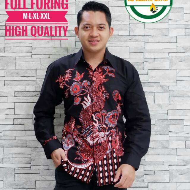 Hem kemeja batik naga merah