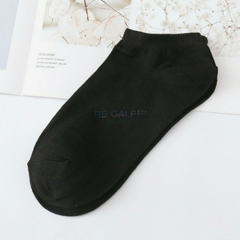 KAOS KAKI PENDEK POLOS FASHION PRIA WANITA MOTIF BERUANG DAISY ANKLE SOCK SEMATA KAKI HIDDEN SOCK RB-POLOS - HITAM