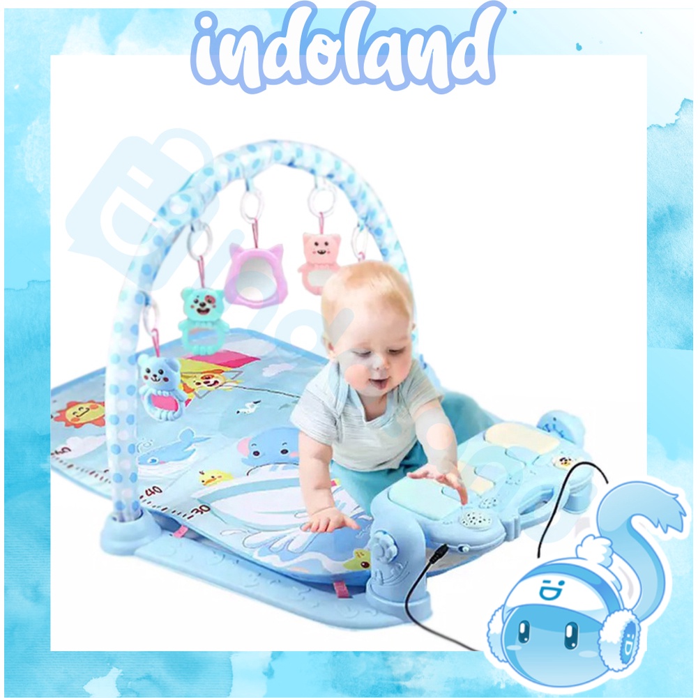 ☀ INDOLAND ☀ Baby Play Gym Mainan Anak Bayi Rattle &amp; Piano Playmat Matras / Kasur Bayi Playgym Musical T005