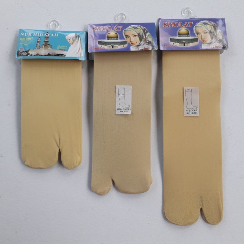 Kaos Kaki Stoking Jempol Tipis Polos Pendek Sedang Panjang Warna Kulit Coklat Krem Untuk Wanita