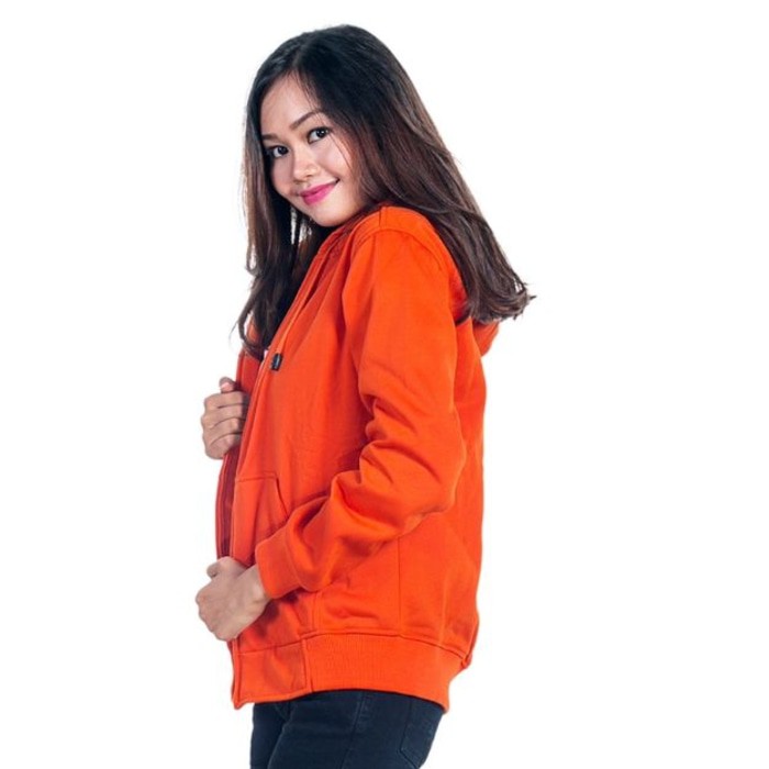 Jaket Sweater Polos Hoodie Zipper Orange