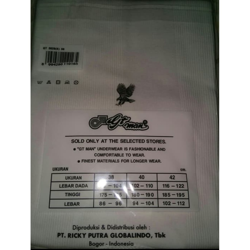 Kaos dalam pria / singlet GTman 32-42
