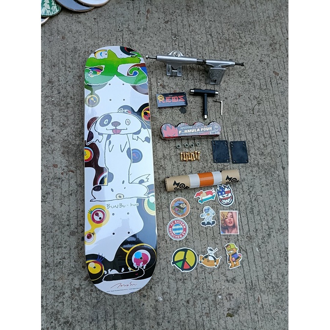 Bape set Bantalan Roda SKATEBOARD spitfire Dengan Stiker Tanpa Alat