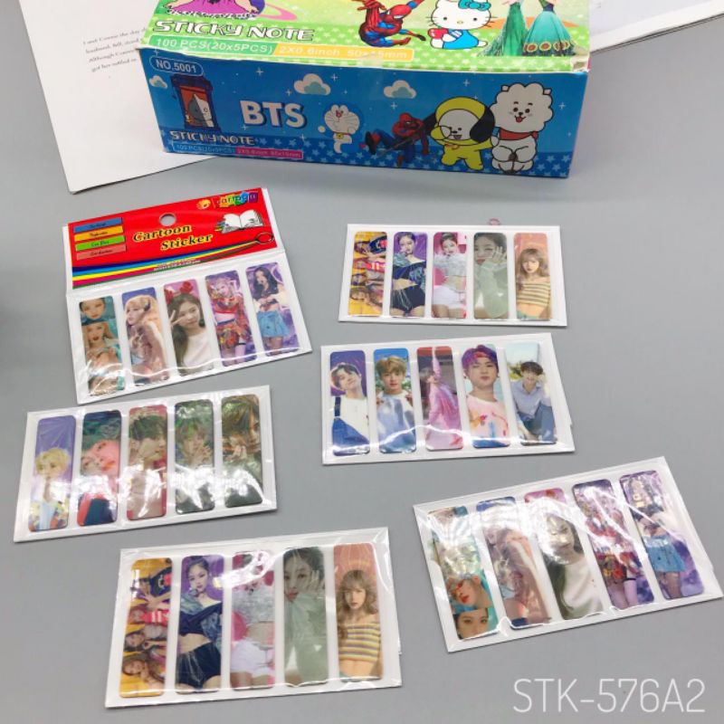 Pembatas Buku Plastik HOLOGRAM Sticky Notes Stick Note Karakter Lucu Stick Marker Memo BTS BT21