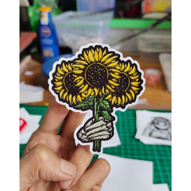 

stiker print bunga custom stiker keren lucu murah