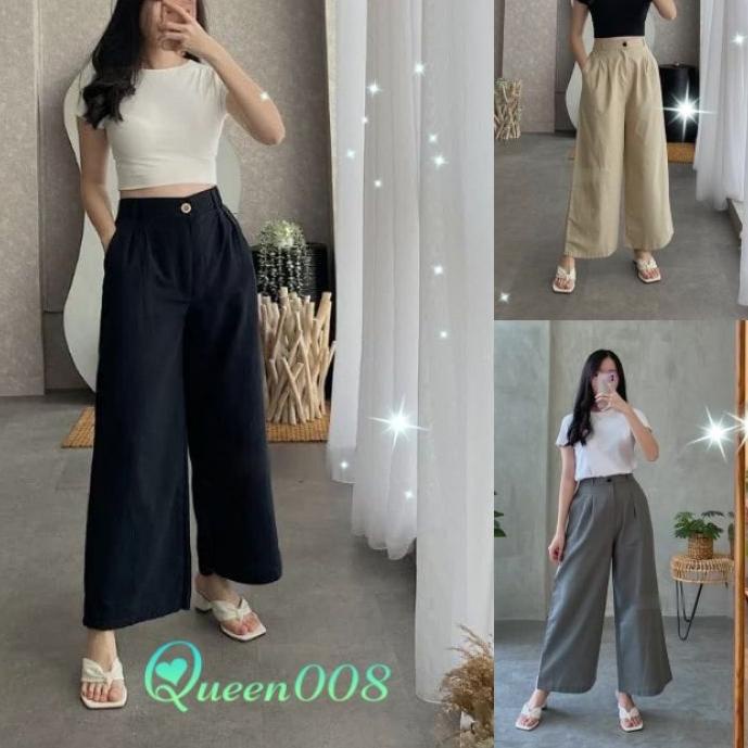 ❂ Kulot Linen Highwaist 772 - Cullote Pants | Celana Kulot Wanita Kulot Linen Highwaist Cullote Pant