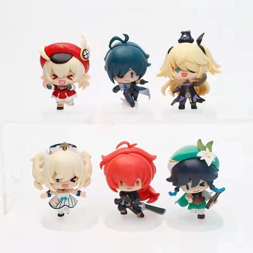 6pcs Action Figure Game Genshin Impact Kawaii Bahan PVC Untuk Hadiah Ulang Tahun