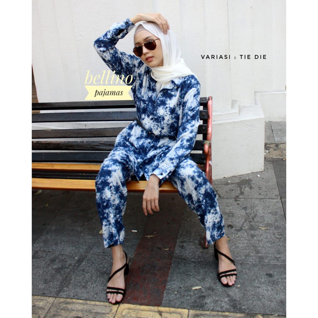 Syanaz Pajamas Premium One Set Tie Dye Baju Tidur Piyama Set Tangan Panjang Viral Adem Premium Motif