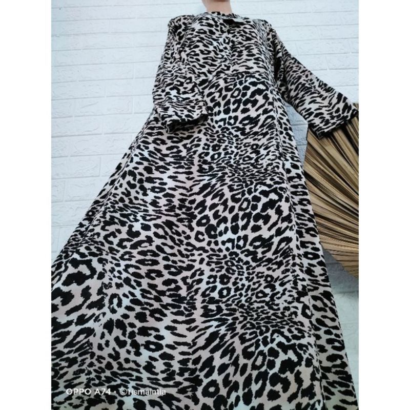 Gamis Hyget Jumbo Motif Leopard Bunga Gamis Harian Termurah