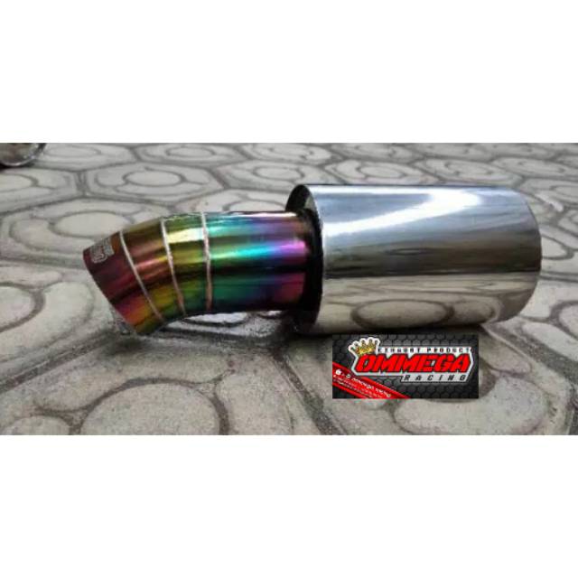 KNALPOT MOBIL JS RACING PELANGI BURNTIPE BASS BULAT MURAH PROMO TERLARIS KENALPOT OMEGA MUFLER