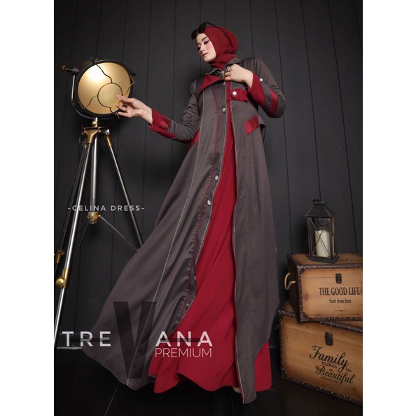 Celina Dress ORI by Trevana / Gamis Set Syar'i / Gamis Pesta / Dress Muslimah / Baju Syar'i Terbaru / Gamis Pesta Mewah / Fashion Muslimah Branded-A