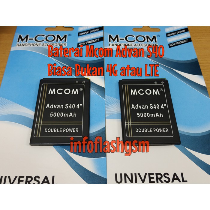 Battery Batre Baterai Double Power Mcom Advan S40 3G 4 inch