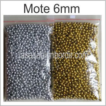 Mote Mutiara Emas Perak 6mm 200gr