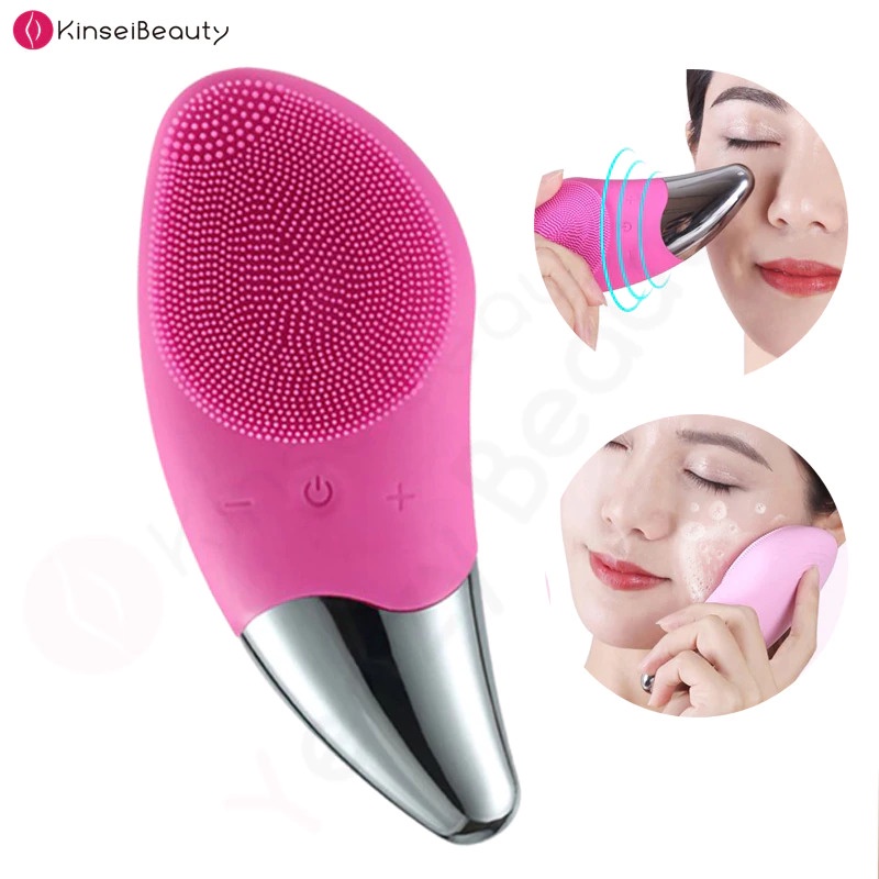 Pembersih Wajah Silikon Elektrik-Ultrasonik Tahan Air USB Sikat Pembersih Wajah Sonic Electric Facial Cleansing Brush Otomatis Blue