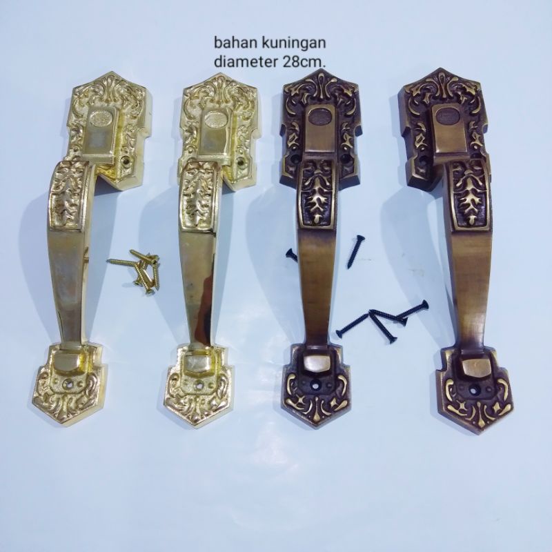 Handle kuningan pintu rumah / pintu pagar 28cm.