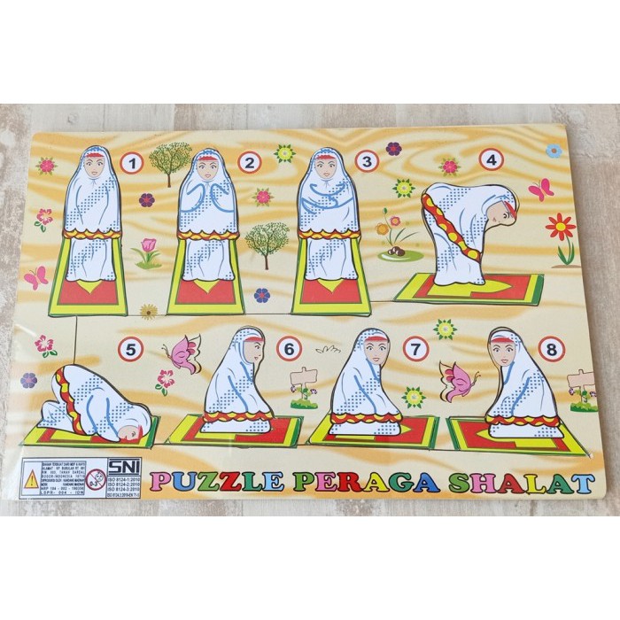 Puzzle Papan Kayu Peraga Sholat Anak Perempuan Mainan Edukasi