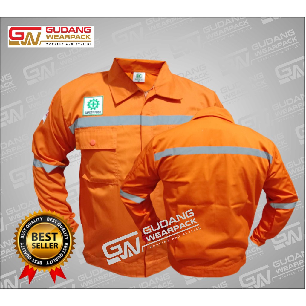 Gudang Wearpack - Baju Kerja Seragam Proyek Warna Oren Polos